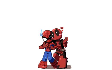 Chibi Spider Man And Deadpool Drunk Tiki