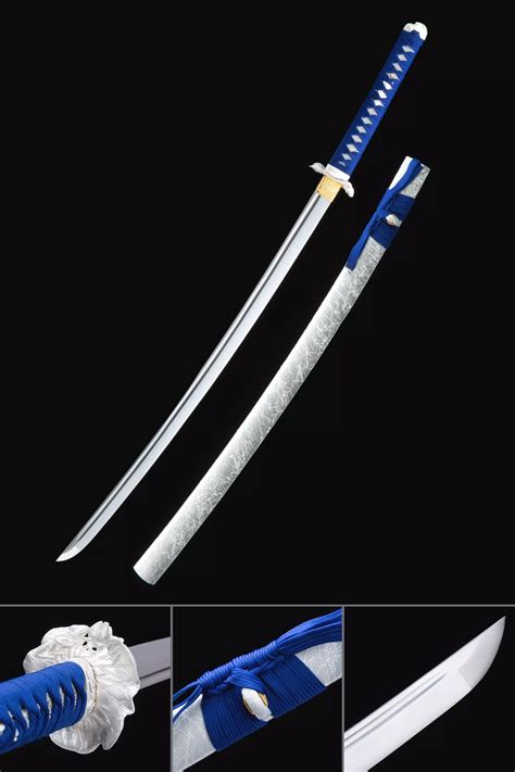 Blue And White Katana Handmade Japanese Katana Swords High Manganese