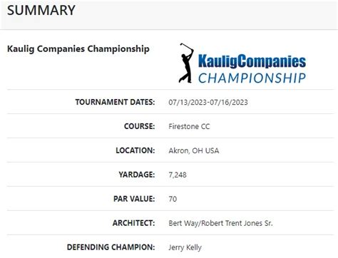 Pga Champions Tour News Kaulig Companies Championship Summary Mega