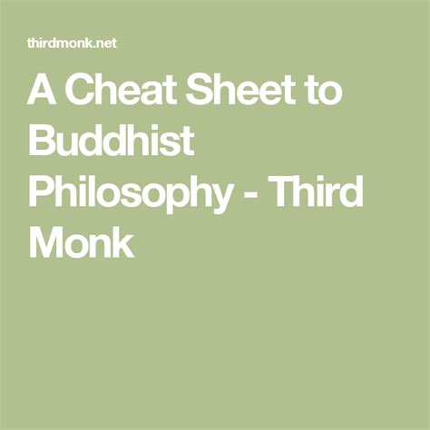 A Cheat Sheet To Buddhist Philosophy Third Monk Buddhist Philosophy