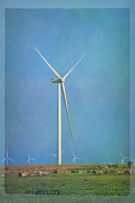 Wind Turbine Two Vintage Style With Border Photograph By Ann Powell