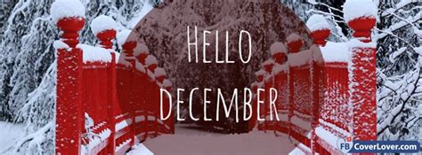 Hello December Snowy Red Bridge Seasonal Facebook Cover
