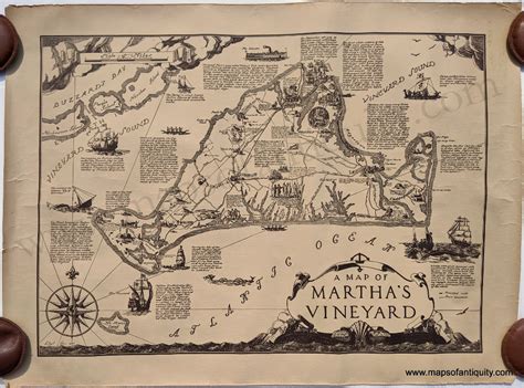 A Map Of Martha S Vineyard Antique Pictorial Map Pictorial