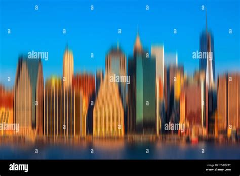 Abstract Blurred Manhattan Morning New York City Skyline With