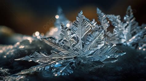 Crystal Snowflakes On Ice Background Ice Crystal Picture Winter Ice