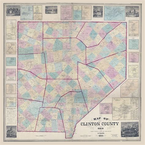 1859 Farm Line Map Of Clinton County Ohio Etsy