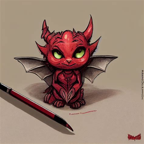 Prompthunt Small Cute Red Imp Demon Cat Like Features Small Wings