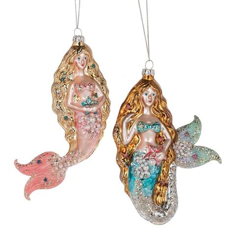 Vintage Style Mermaid Glass Ornament Mermaid Christmas Mermaid