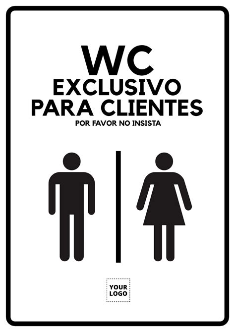 Wc Exclusivo Para Clientes Plantilla Editable Carteles De Baño