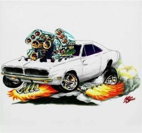 Dodge Charger Art Cars Cartoon Car Drawing Automotive Artwork