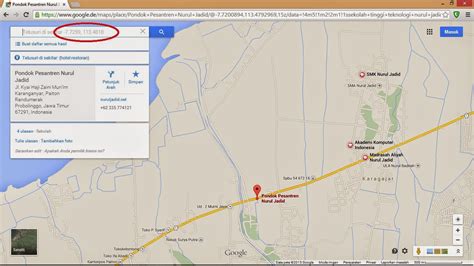 Cb googling saja dan langsung menemukan situs tempat kita mencari titik koordinat (latitude dan longitude) dengan mudah, yaitu itouch map. CARA MENGETAHUI LATITUDE - LONGITUDE DI GOOGLE MAP