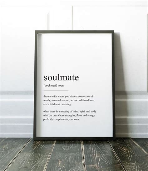 Soulmate Definition Soulmate Print Love Quote Print Etsy Uk Quote
