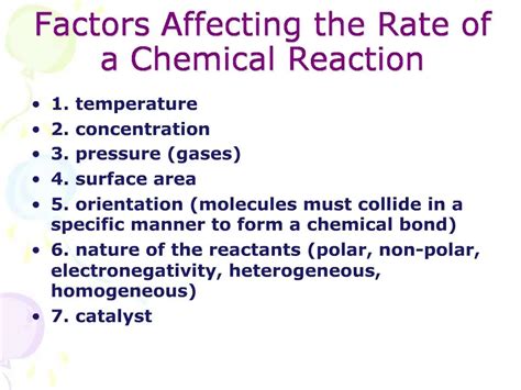 Ppt Factors Affecting The Rate Of A Chemical Reaction Powerpoint