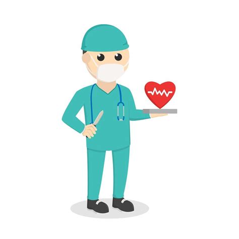 Surgeon With Cardiac Surgery Concept Design Character On White