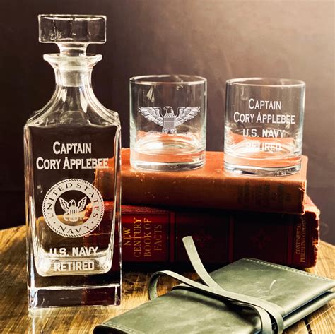 Personalized Navy Seabees Whiskey Decanter Set Seabees Decanter Military Retirement T Navy