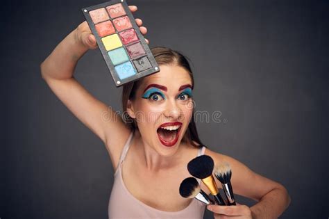 Crazy Make Up Artist With Clown Worst Make Up Stock Photo Image Of