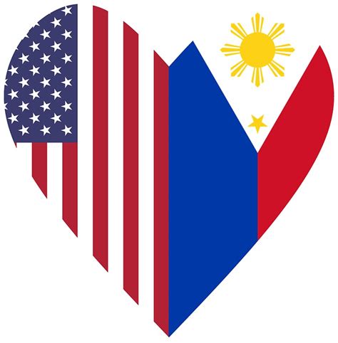 half philippines flag half usa flag love heart stickers by trevelyanprints redbubble