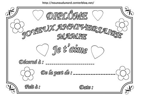 Anniversaire mamie coloriage pour gommettes, diplôme