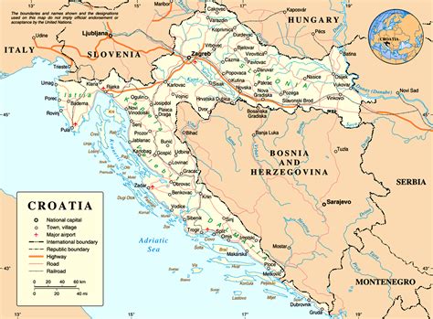 (mapa con la ubicación de croacia en europa). Croácia: Bandeira, Mapa e Dados Gerais - Rotas de Viagem