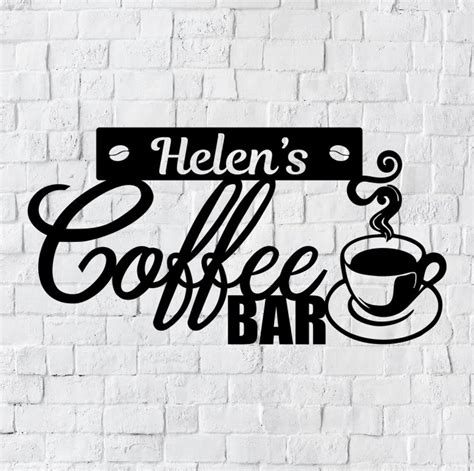 Personalized Coffee Bar Metal Art Sign Light Up Coffee Metal Etsy