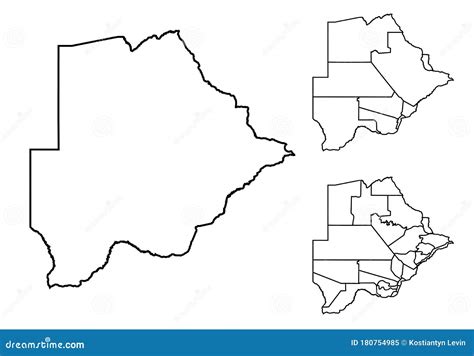 Botswana Outline Map Administrative Regions Stock Illustration Illustration Of Area Color