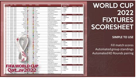 World Cup 2022 Office Pool Excel Aria Art