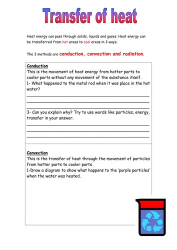 Heat And Heat Transfer Worksheets