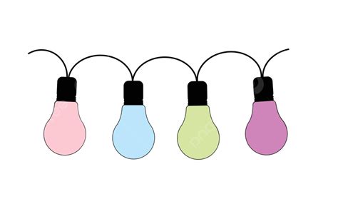 Set Of 4 Isolated Fairy Lights Color Colorful Colored Vector Color