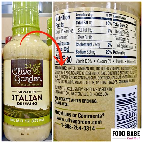 80 calories, nutrition grade (c minus), problematic ingredients, and more. Olive Garden Nutrition Facts - NutritionWalls