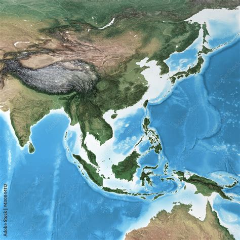 Physical Map Of South East Asia With High Resolution Details