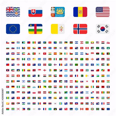 All Countries World Rounded Rounded Flat Design Flags Symbols