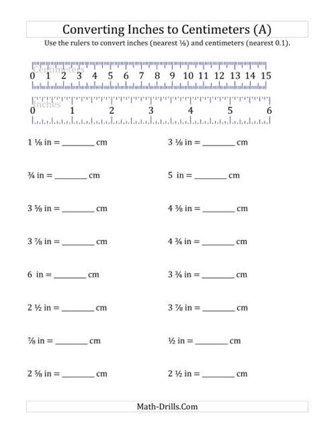Converting Inches To Centimeters With A Ruler A