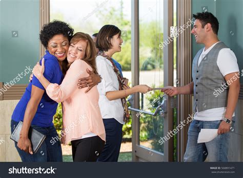 Friendly People Greeting Each Other Stock Photo 568891471 Shutterstock