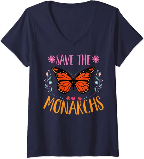 womens save the monarchs cute monarch butterfly flower v neck t shirt clothing