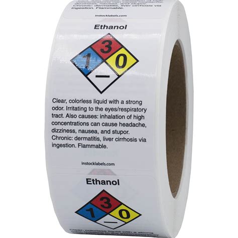 Ethanol Chemical Nfpa Warning Labels Instocklabels Com