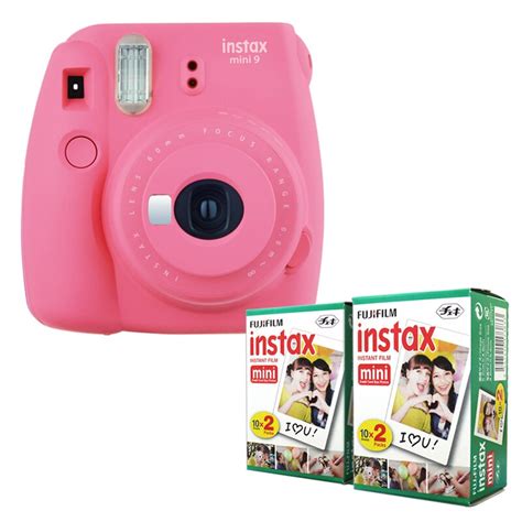 Fujifilm Instax Mini 9 Instant Camera Flamingo Pink Fuji Plain Film