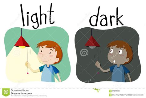 Opposite Adjectives Light And Dark Stock Illustration