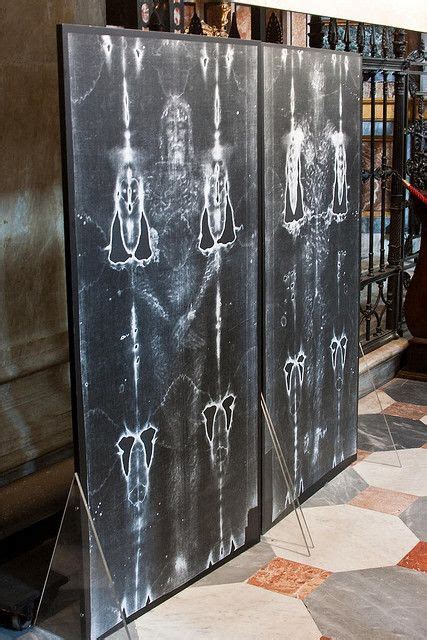 Close Up Of The Full Negative Of The Shroud Of Turin Front And Back On