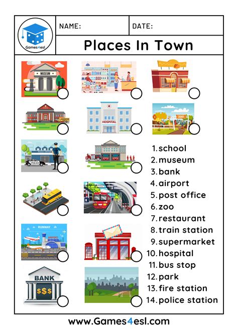 My Town Worksheets Worksheets For Kindergarten