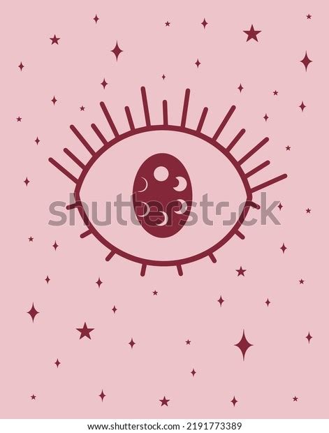 Magical Pink Illustration Eyes Moon On Stock Vector Royalty Free