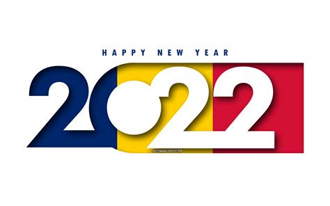 Download Wallpapers Happy New Year 2022 Chad White Background Chad 2022 Chad 2022 New Year