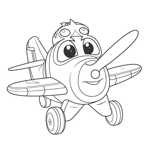Cute Airplane Coloring Pages Outline Sketch Drawing Vector Cartoon