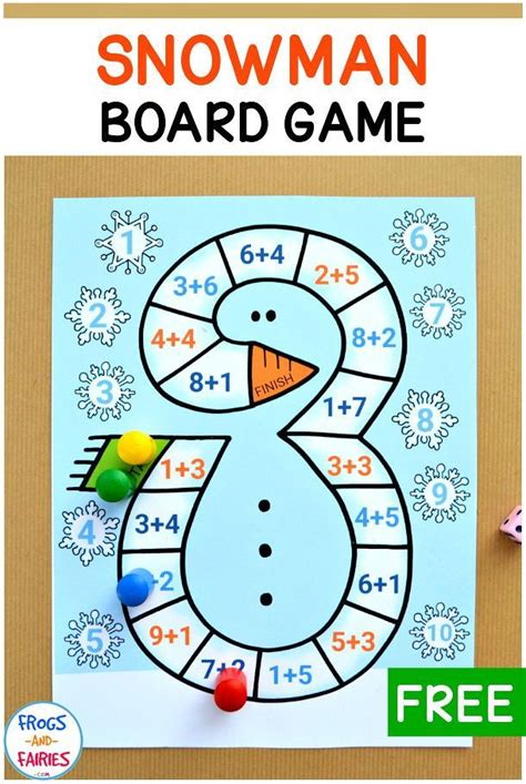 Snowman Addition To 10 Board Game Frogs And Fairies Kindergarten