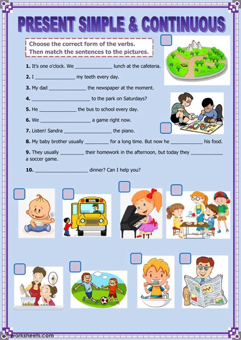 Present Simple Present Continuous Worksheet