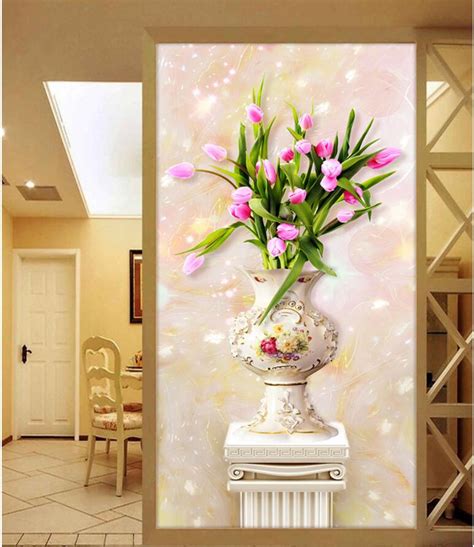 Custom Mural Photo 3d Wallpaper Tulip Vase Was Arranged In