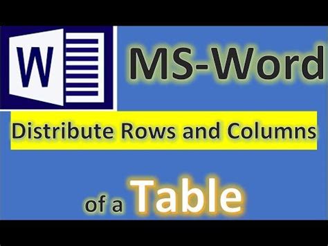 MS Word Distribute Rows And Columns Of Table Evenly YouTube