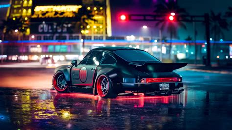 Download 2560 X 1440 Car Porsche In Neon Aesthetic Wallpaper