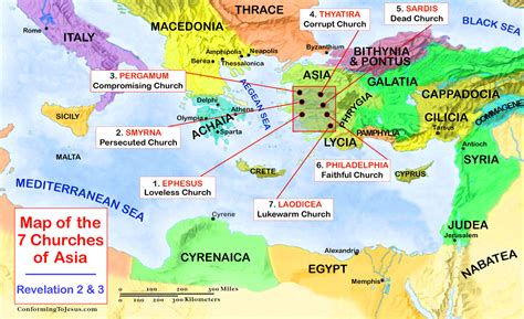 Map Of The Churches Of Revelation Seven Churches Of Asia