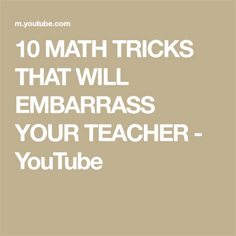 10 Math Tricks That Will Embarrass Your Teacher Youtube Math Tricks Your Teacher Math