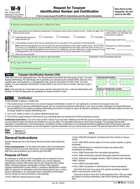 Filling Irs Form W 9 Editable Printable Blank Fill